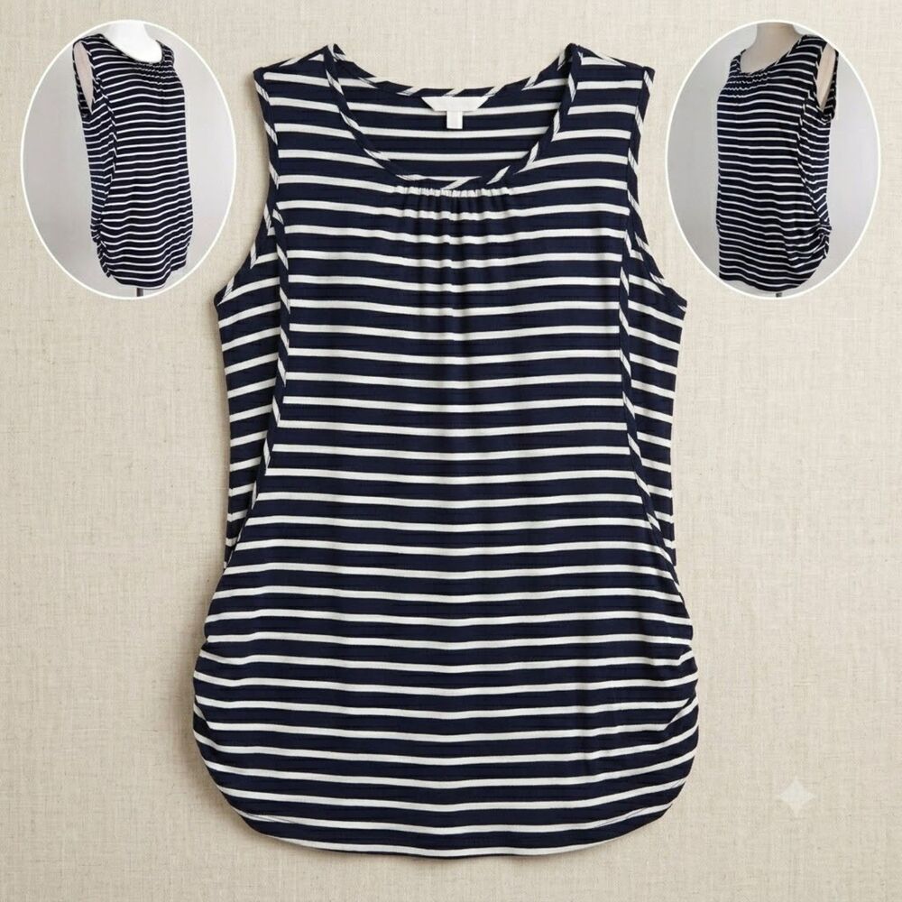 NWT SmallShow Maternity Nursing Tank Top Navy Striped Medium